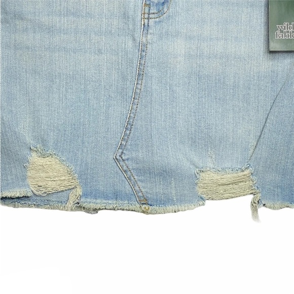 Denim Skirt Distressed Mini High-Rise Asymmetric Front Seam Size 00 XXS - Picture 4 of 8